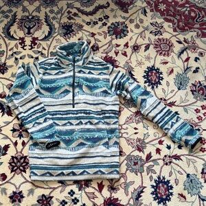 Men's Blue Patterned Half-Zip Sweater